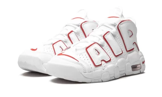New Nike Air More Uptempo GS - White / Varsity Red Women Footwear