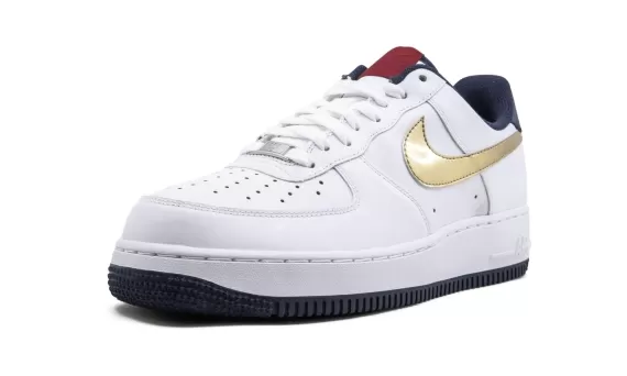 Get Men's Nike Air Force 1 '07 White/Metallik Gold-Obsidian at the Outlet