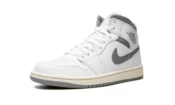 Men's Air Jordan 1 Mid - White / Stealth Grey - Original and On Sale!