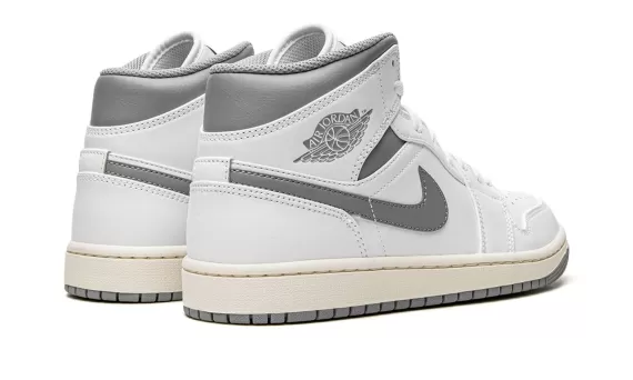 White and Grey Women's Air Jordan 1 Mid Sneakers - On Sale Now!