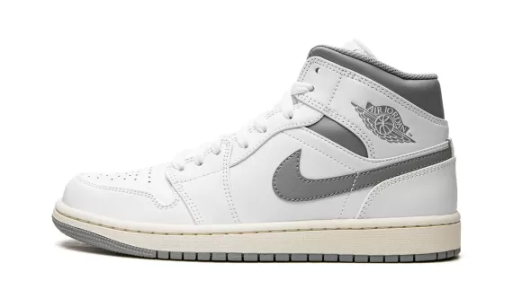 Mens White / Stealth Grey Air Jordan 1 Mid - Sales, New and Original