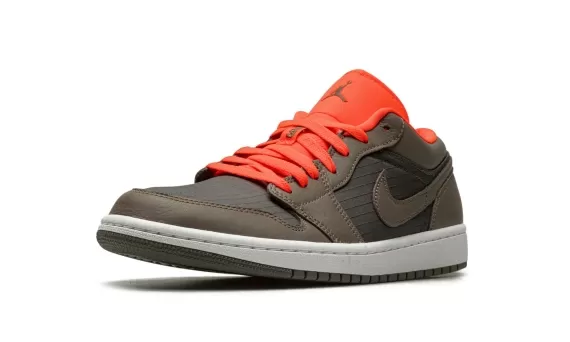 Women's Black, Olive & Bright Crimson Air Jordan 1 Low SE - Outlet Original