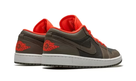 Get Women's Brand New Air Jordan 1 Low SE in Black, Olive & Bright Crimson