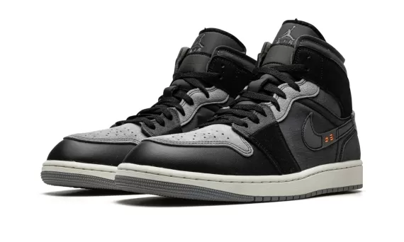 Women: Get Original Air Jordan 1 Mid SE CRAFT Inside Out - Black