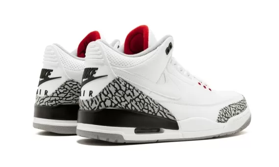 Buy White/White-Fire Red-Black Air Jordan 3 Retro JTH NRG for Men Now