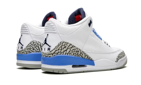 Men's Buy: Get Original Air Jordan 3 Retro - UNC White/Valor Blue-Tech