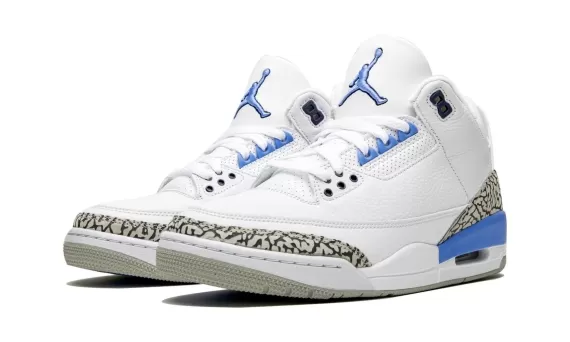 Grab a Pair of Women's Air Jordan 3 Retro - UNC White/Valor Blue-Tech at the Original Outlet!