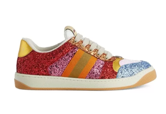 Outlet Gucci Lovelight Screener sneakers for women in bright red and multicolour