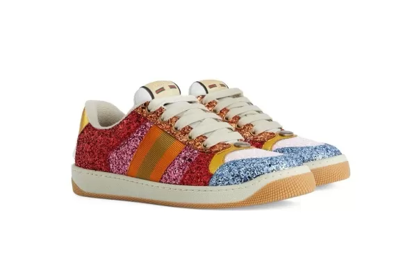 Shop for original Gucci Lovelight Screener sneakers for women in bright red and multicolour