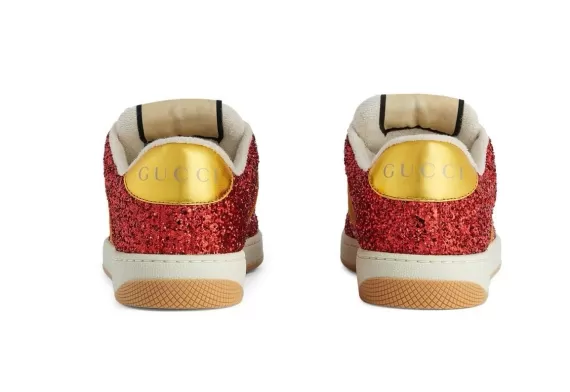 Get the latest Gucci Lovelight Screener sneakers for women in bright red and multicolour hues
