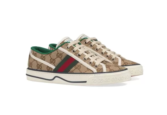 Shop for beige & ebony GG Gucci Tennis 1977 sneakers for men