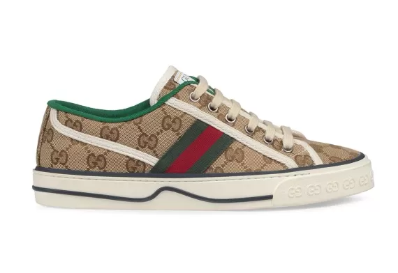 Buy original GG Gucci Tennis 1977 sneakers for men in beige & ebony