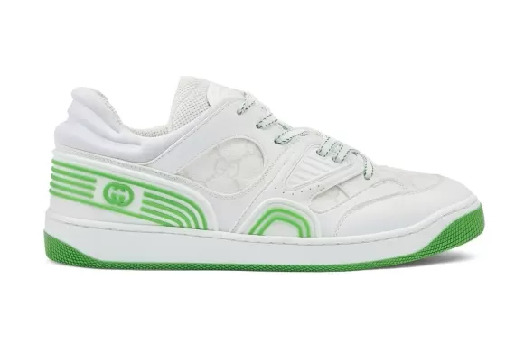 Gucci Women's Basket Sneakers - Interlocking G Logo White/Green Buy Original and New