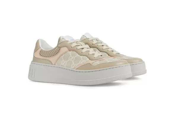 Shop for Gucci GG panelled low-top sneakers for women at an outlet in beige.