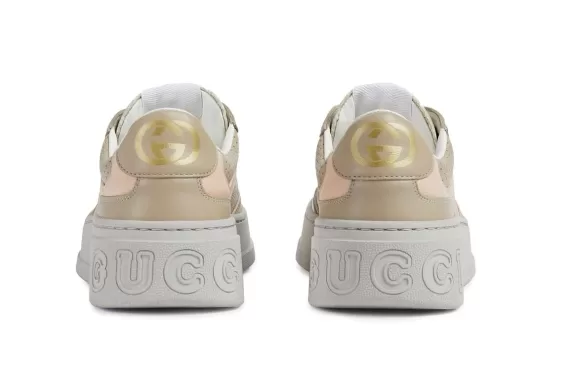 Look stylish in Gucci GG panelled low-top sneakers for women, now available in beige.