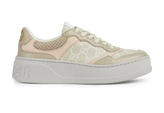 Buy original Gucci GG panelled low-top sneakers for women in beige.