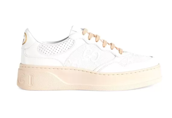 Gucci GG embossed low-top sneakers - White/peach