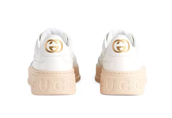 Get Women's Gucci GG Embossed Low-Top Sneakers - White/Peach at Great Deals.