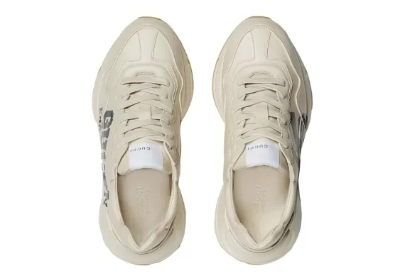 Brand New Gucci Rhyton 25 Low-Top Sneakers for Men - Light Beige