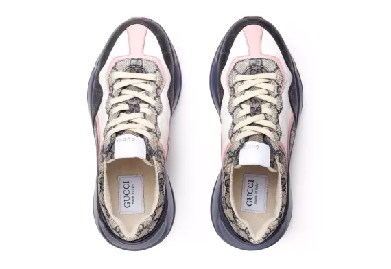 Treat Yourself to New Gucci GG Supreme Rhyton Sneakers - Blue/Pink/Beige for Women.