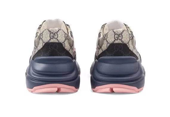 Get the Latest Gucci GG Supreme Rhyton Sneakers - Blue/Pink/Beige for Women Now.