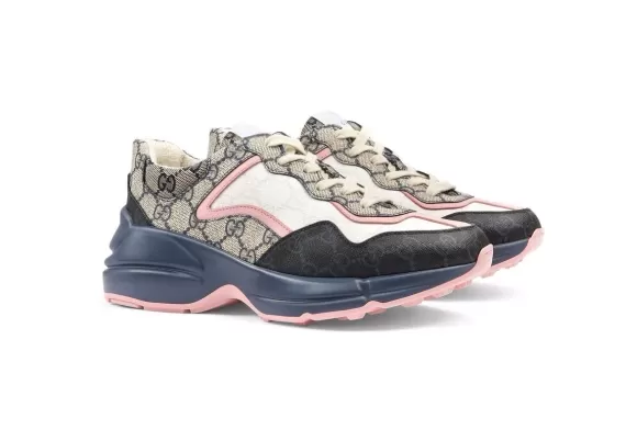 Sale on Gucci GG Supreme Rhyton Sneakers - Blue/Pink/Beige for Women.