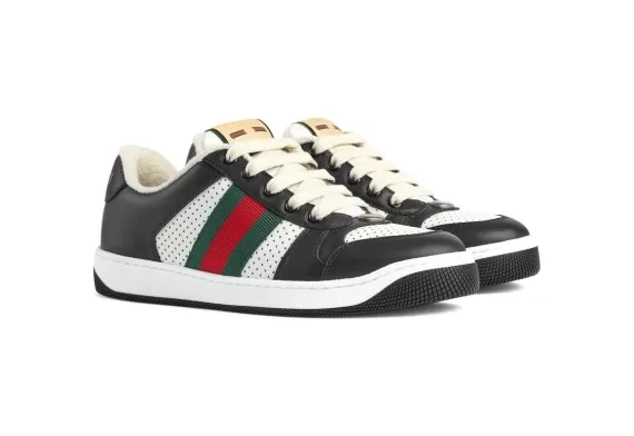 Original Gucci Screener Web Stripe sneakers-Black/White for men.