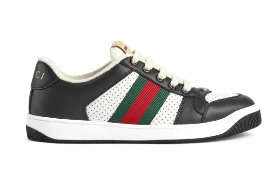 Buy new Gucci Screener Web Stripe sneakers-Black/White for men.