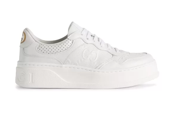 Buy New Gucci GG Embossed White Low-Top Sneakers with GG Supreme Print