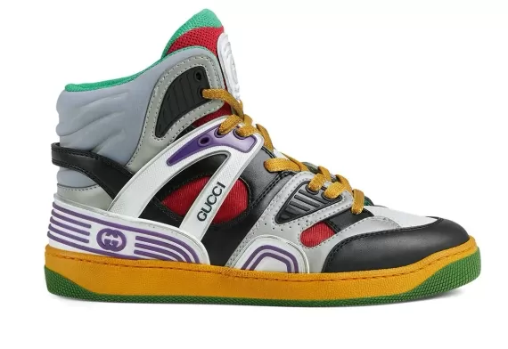 Women's Gucci Basket High-Top Sneakers - Black/Multicolour On Sale