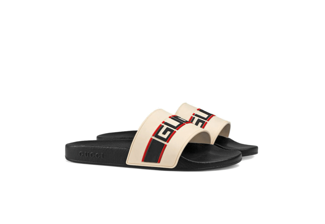 Gucci Stripe Rubber Slide Sandal White