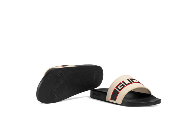 Gucci Men's Stripe Rubber Slide Sandal White - Sale
