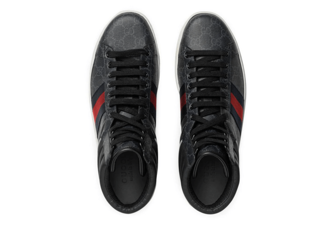 New - Gucci Black Supreme Canvas High Top Sneaker for Women