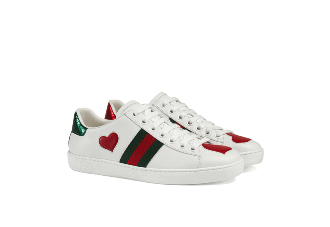 Gucci Ace embroidered low-top sneaker Leather Heart Inlay