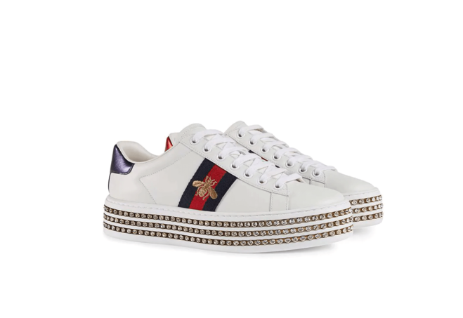 Grab a Deal On Women's Gucci Ace Sneaker with Crystals - Outlet Sale