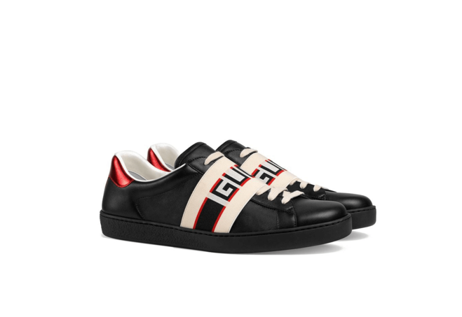 Go Outlet Shopping with Gucci Women's Logo Stripe Leather Sneaker.