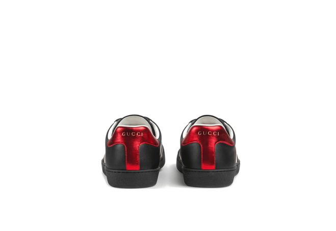 Gucci Black, Red and Cream Logo Stripe Leather Sneaker