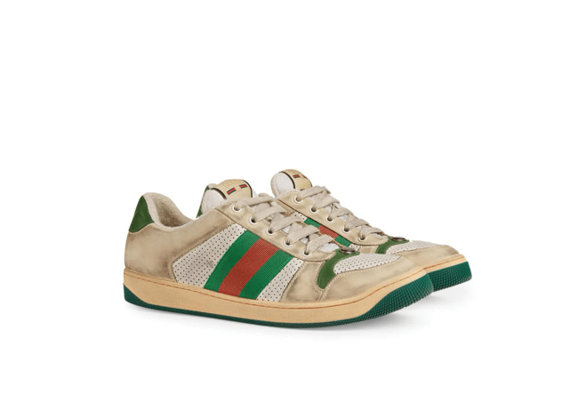 Gucci Screener Leather Sneaker Vintage Distressed Effect