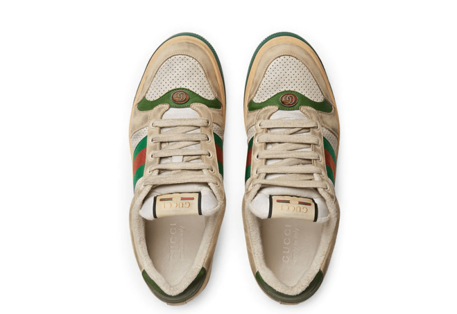 Gucci Screener Leather Sneaker Vintage Distressed Effect