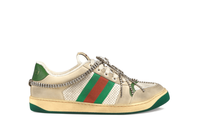 Buy New Gucci Screener Distressed Sneakers With Crystals for Women