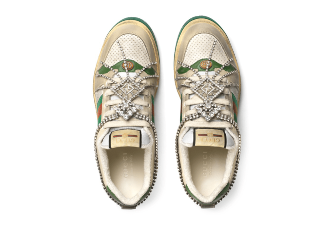 Gucci Screener Distressed Sneakers With Crystals