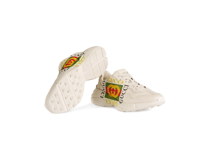 Get the original Gucci Ivory Rhyton Logo leather Sneakers for men for sale