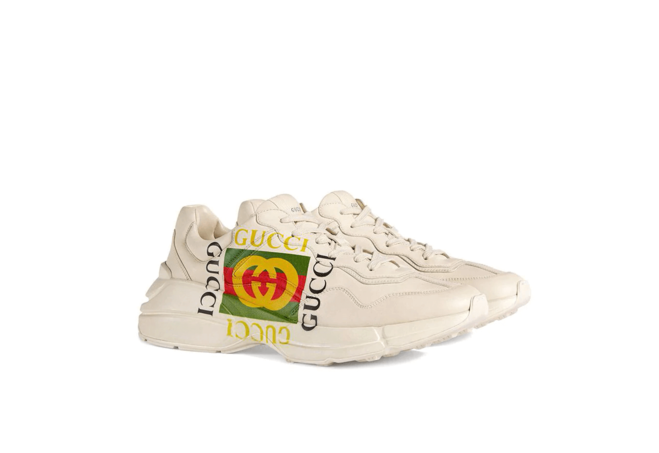 Shop Gucci Ivory Rhyton Logo Leather Sneaker for Women - Original.