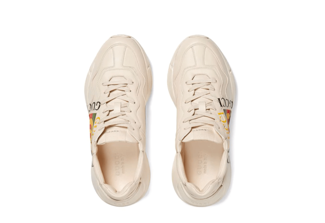 Get the Authentic Gucci Ivory Rhyton Logo Leather Sneaker - Women.