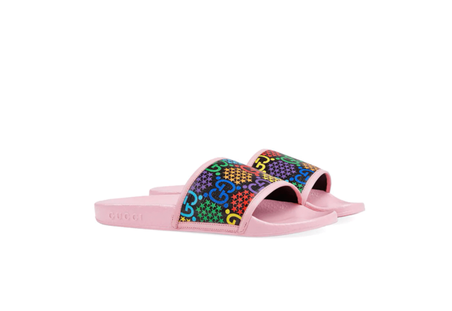 Latest by Gucci - Psychedelic Slides Sandal Pink for men now on sale.