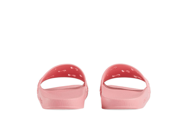 Sale on the New Gucci Rubber GG Slide Sandal Pink for Men