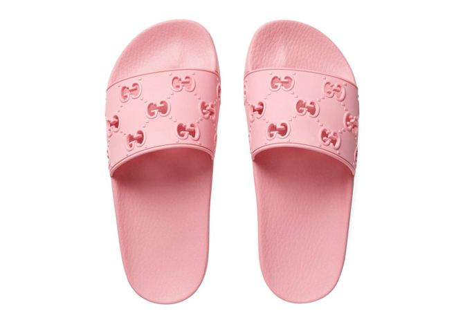 Gucci Rubber GG Slide Sandal Pink