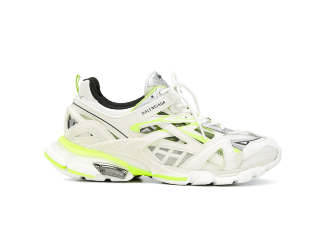Track.2 Sneaker in white and neon yellow neoprene and rubber