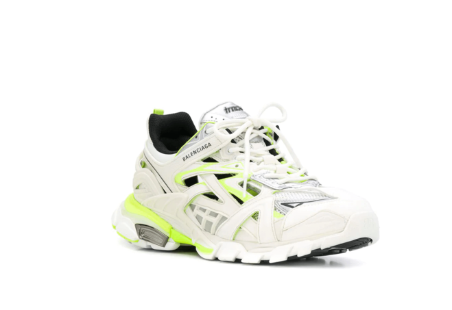 Outlet Women's Balenciaga Track.2 Sneaker in White & Neon Yellow Neoprene and Rubber