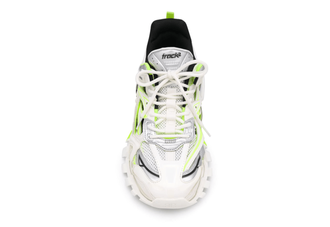 Track.2 Sneaker in white and neon yellow neoprene and rubber